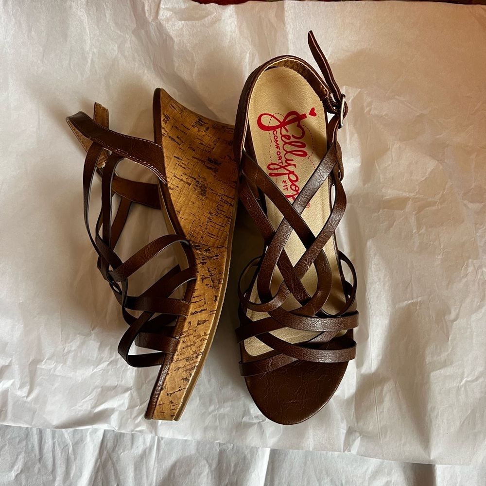 Jelly Pop Cork Wedge Sandals 9.5